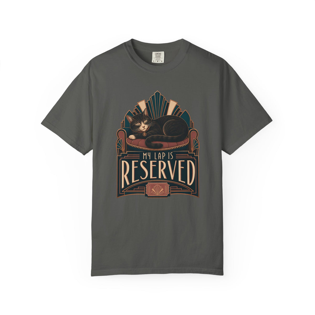 Cat T-Shirt — "My Lap Is Reserved" Vintage Art Deco Cat Tee