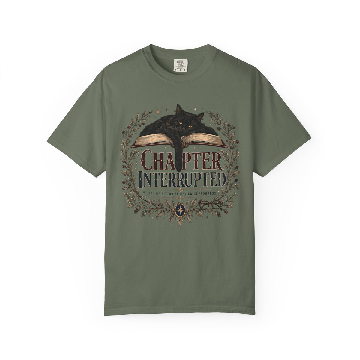 Chapter Interrupted T-Shirt — Cat on Book Graphic Tee