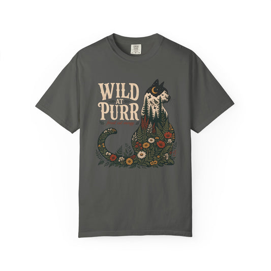 Wild Purr Cat T-Shirt — Floral Vintage Cat Graphic Tee