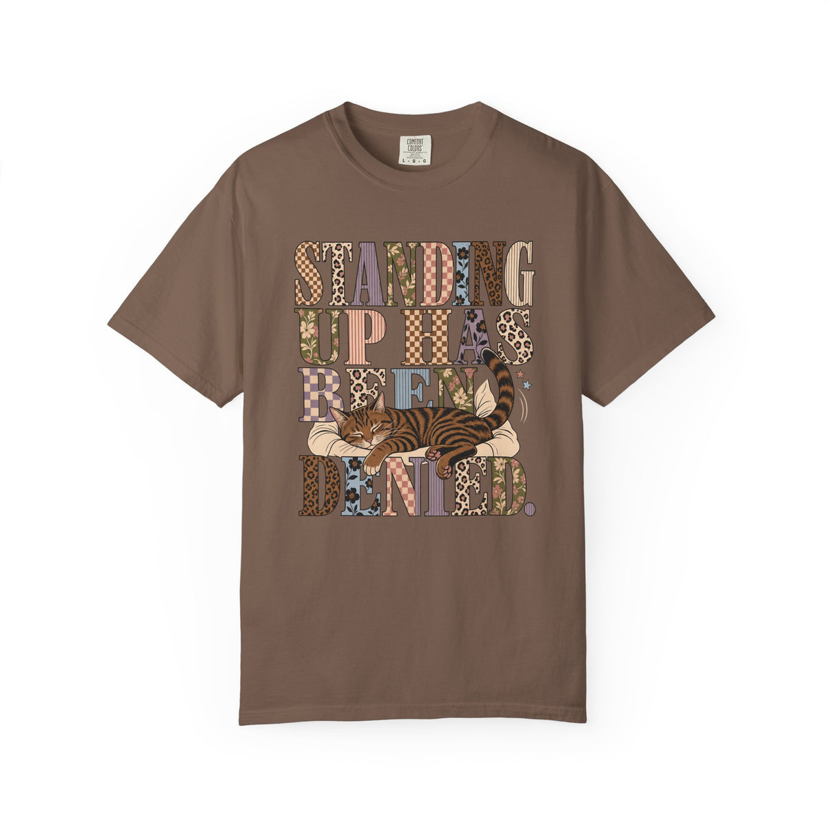 Standing Up Has Been Denied T-Shirt — Retro Floral Typography Tee