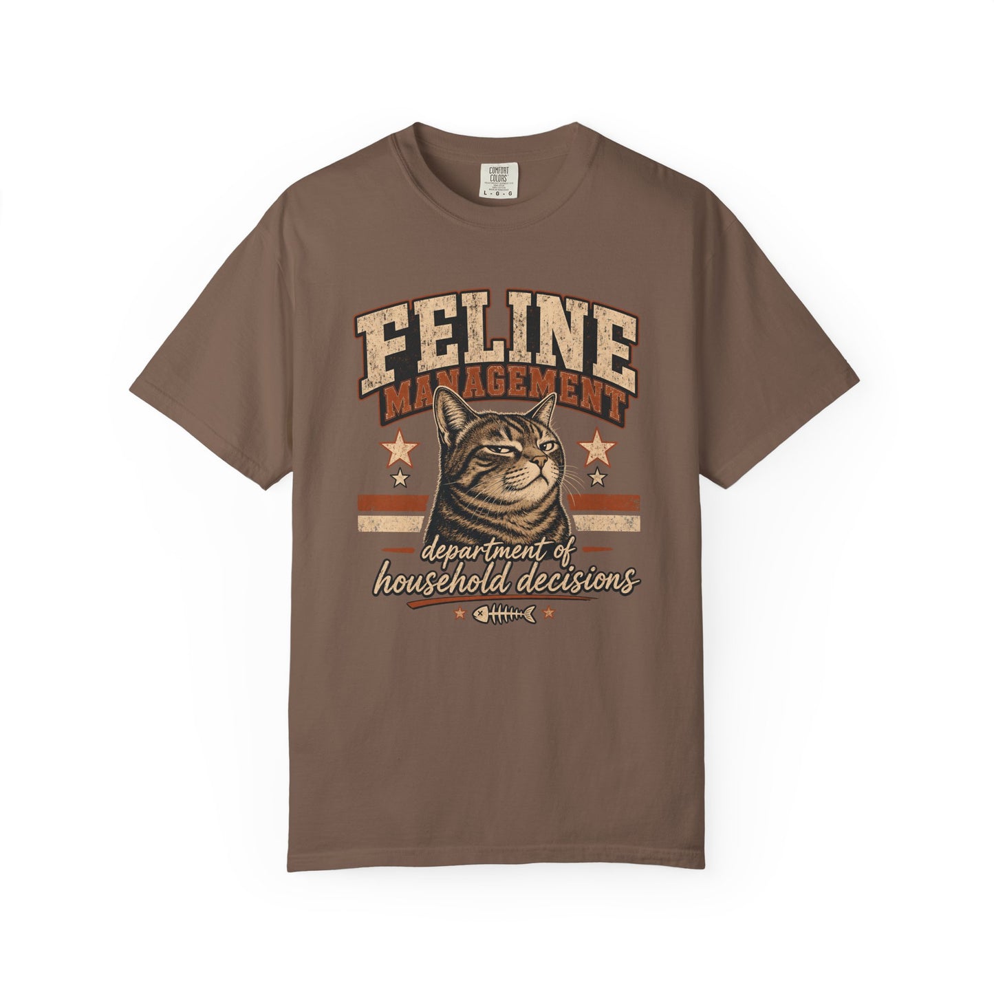 Feline Management Vintage Cat T-Shirt — "Department of Household Decisions" Graphic Tee