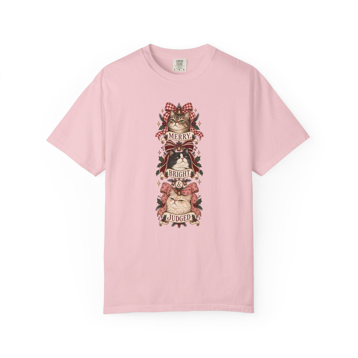 Christmas Cat T-Shirt — "Merry, Bright & Judged" Vintage Holiday Tee