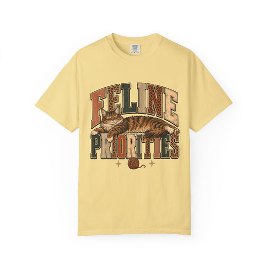 Feline Priorities T-Shirt — Vintage Cat Graphic Tee