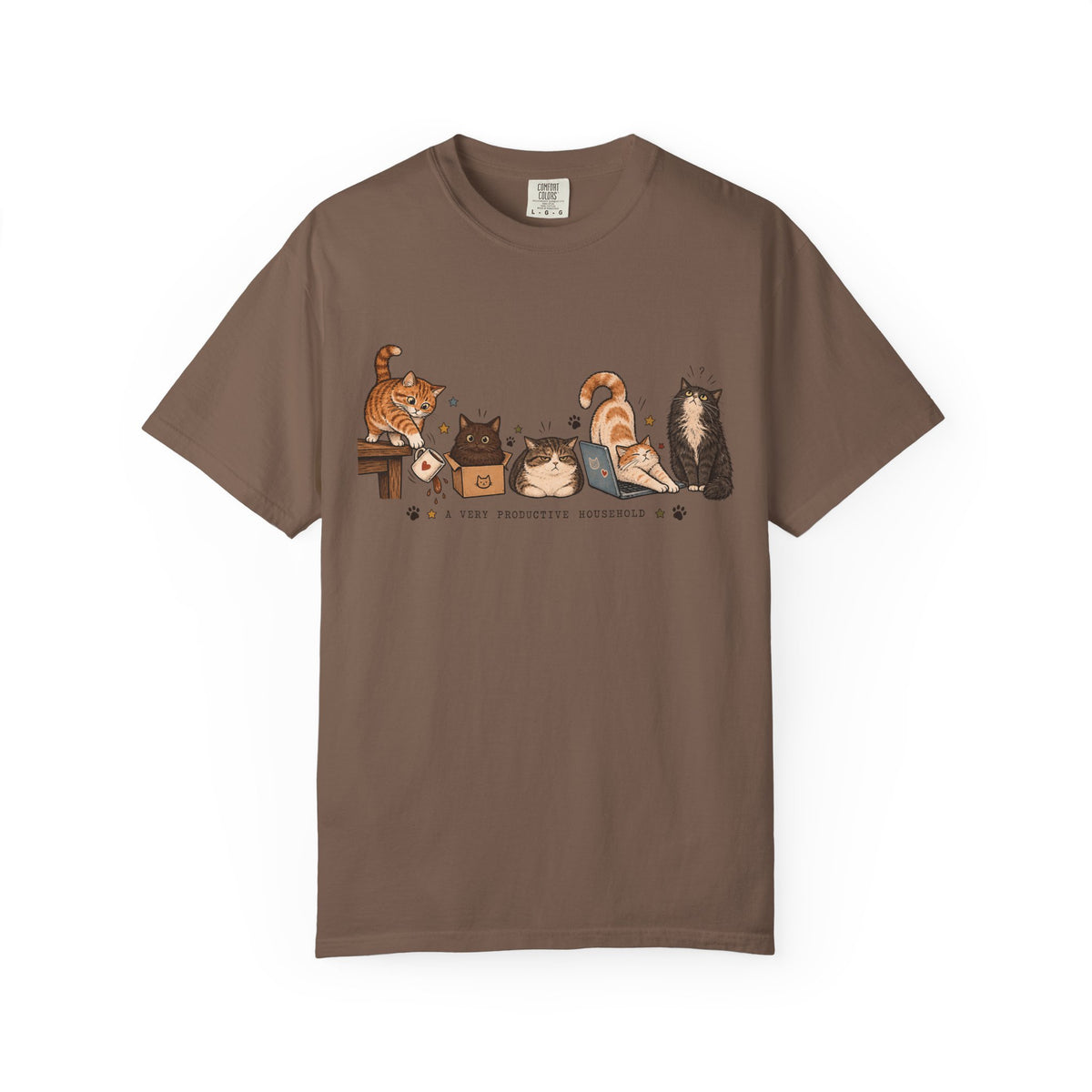 A Very Productive Household Graphic T-Shirt — Cute Kitty Illustration Tee