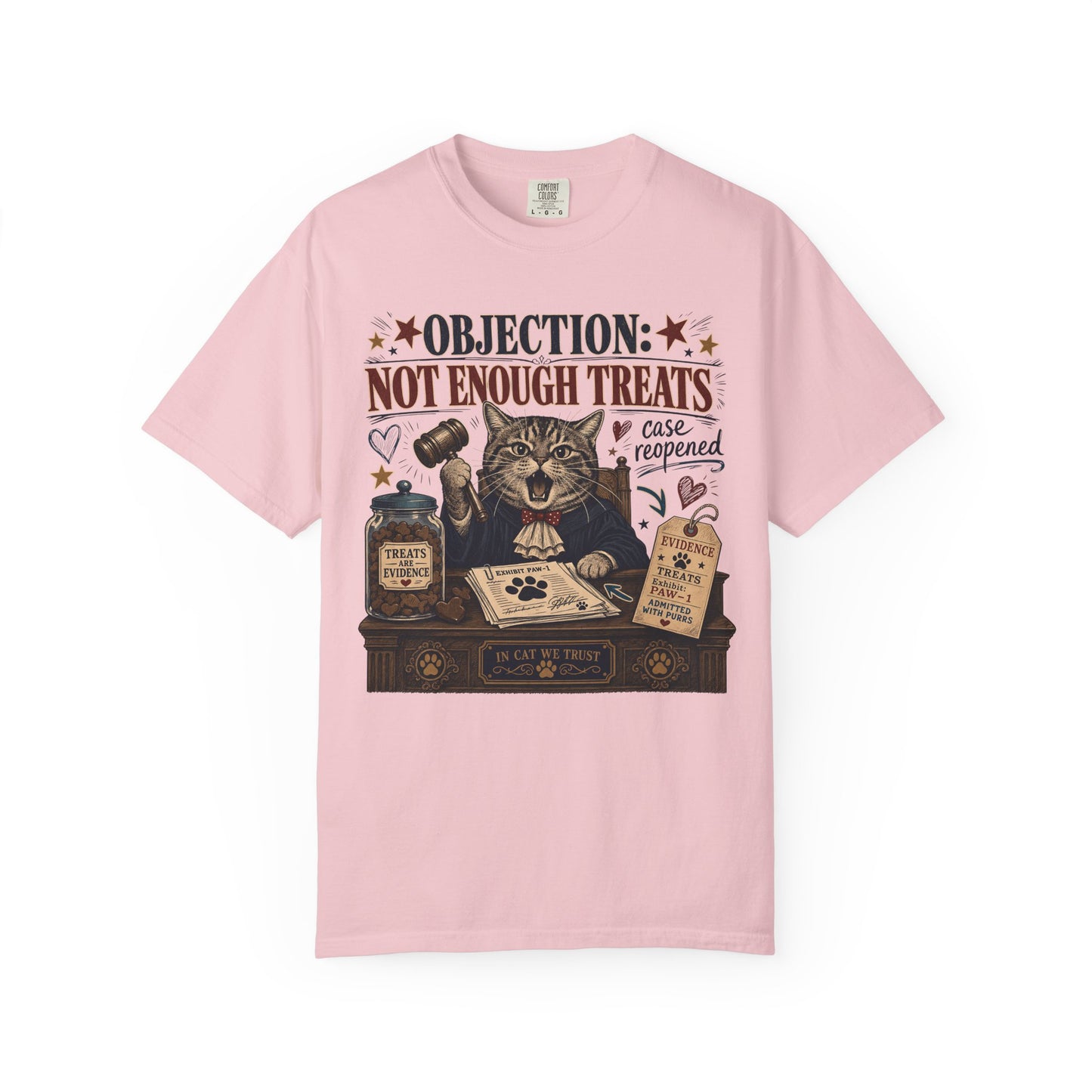 Cat Judge T‑Shirt — “Objection: Not Enough Treats” Novelty Lawyer Cat Tee
