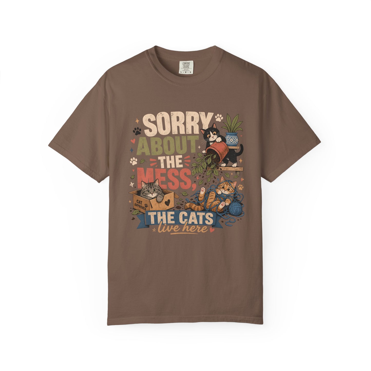 Sorry About the Mess Cat T-Shirt — Cute Cat Mom Graphic Tee