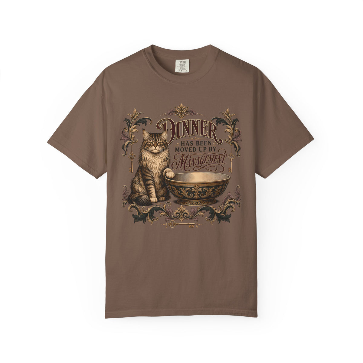 Vintage Cat T-Shirt — "Dinner Has Been Moved Up By Management"