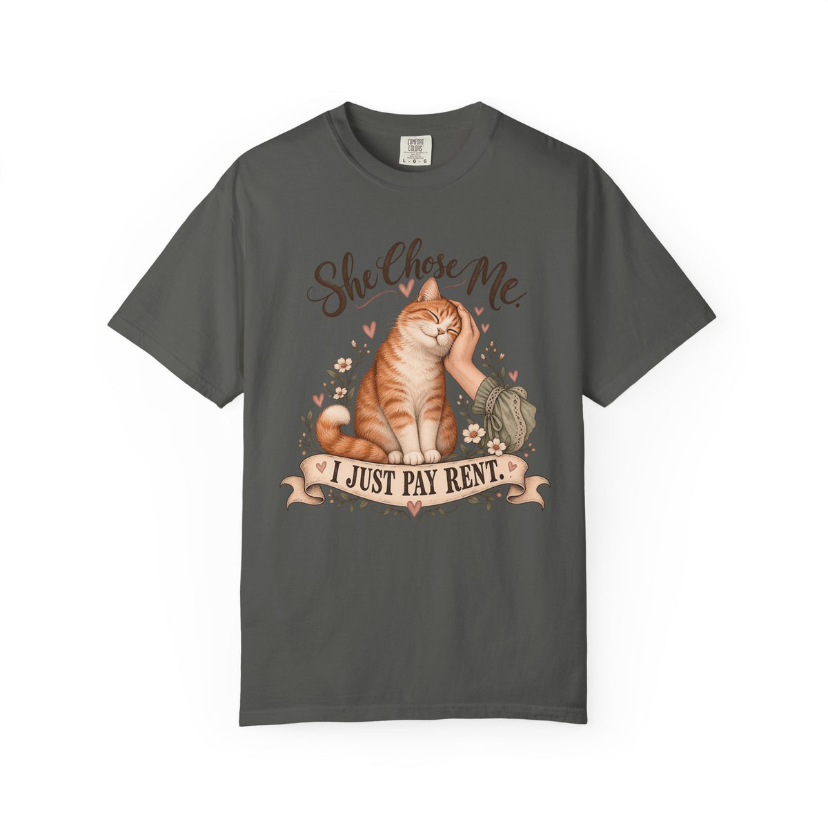 Cat Lover T-Shirt — "She Chose Me, I Just Pay Rent" Graphic Tee