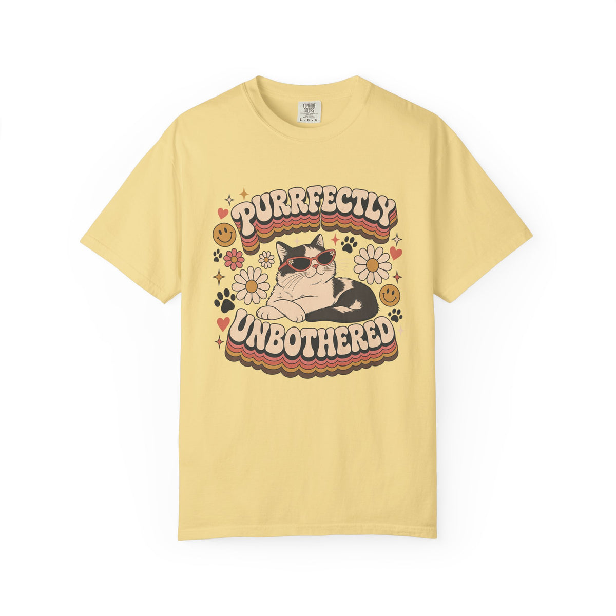 "Purrfectly Unbothered" Retro Cat Graphic Tee