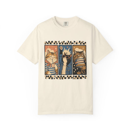 Retro Cat Trio Graphic T-Shirt — Vintage Cartoon Cats Tee