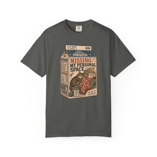 T-Shirt — "Missing: My Personal Space" Cat Milk Carton Graphic Tee