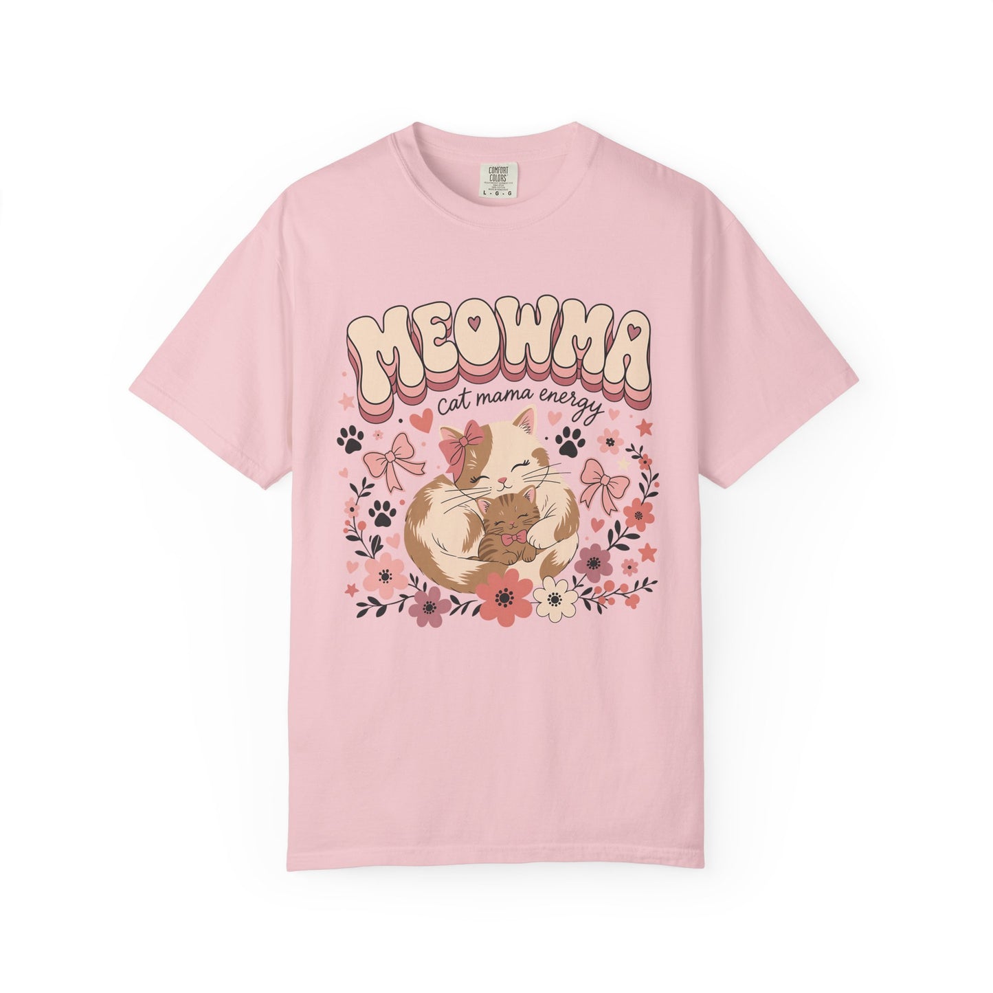 Meowma Cat Mama T-Shirt — Cute Floral Sleeping Cat Tee