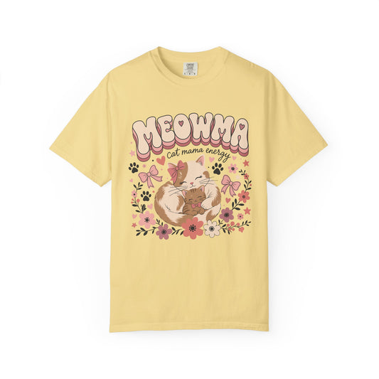 Meowma Cat Mama T-Shirt — Cute Floral Sleeping Cat Tee