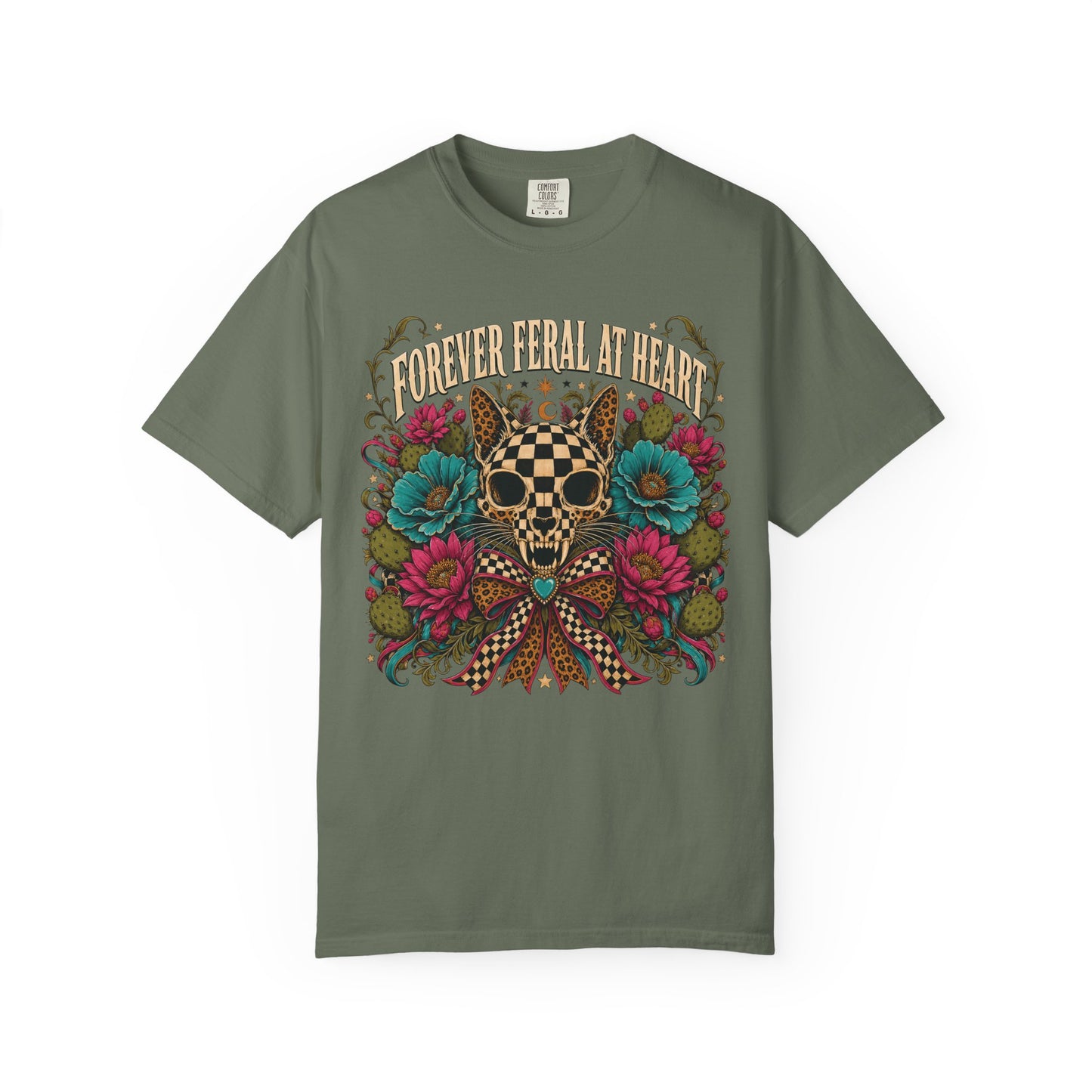 Skull & Roses Graphic T‑Shirt — 'Forever Feral' Vintage Floral Tee