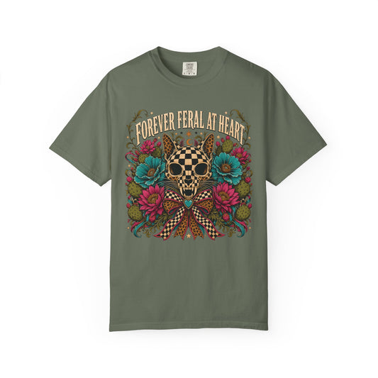 Skull & Roses Graphic T‑Shirt — 'Forever Feral' Vintage Floral Tee