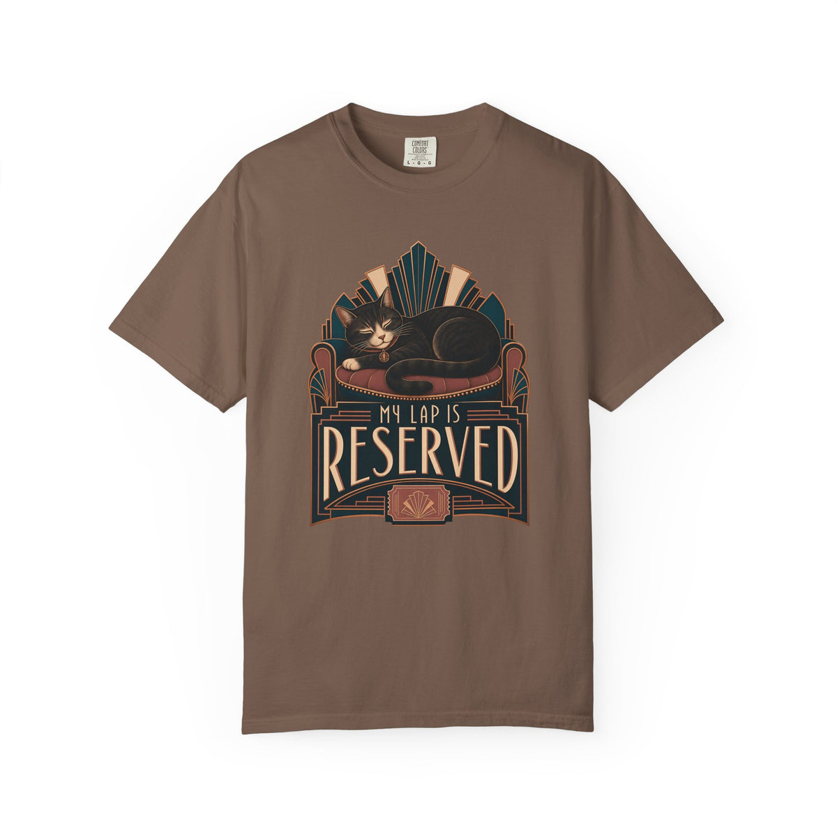 Cat T-Shirt — "My Lap Is Reserved" Vintage Art Deco Cat Tee