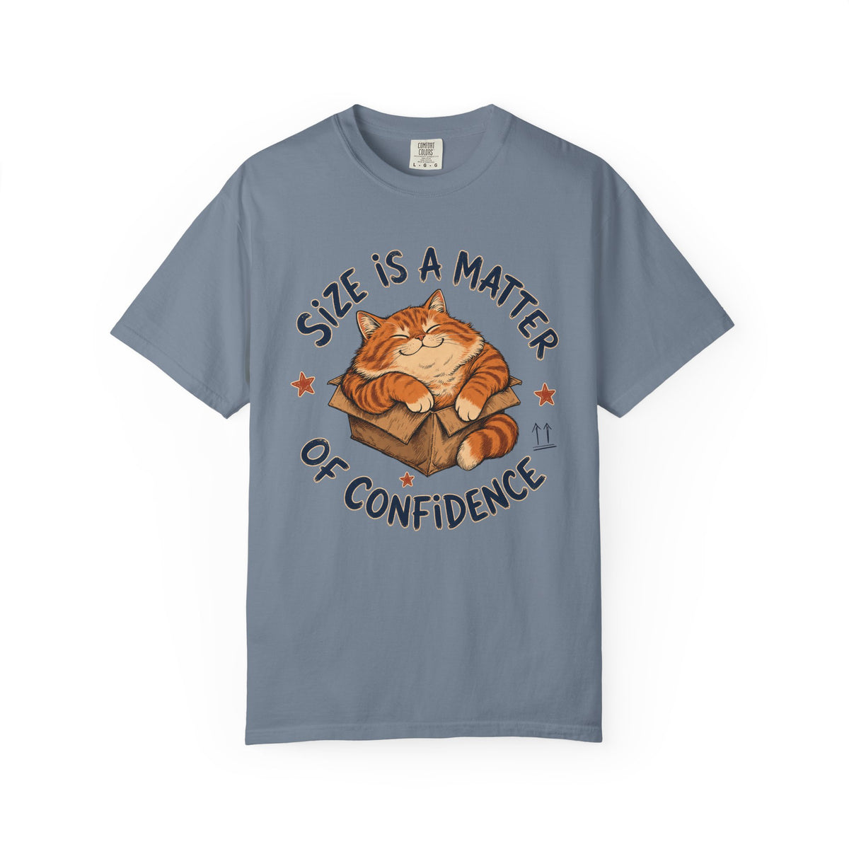 Cat Confidence T-Shirt — "Size Is a Matter of Confidence" Graphic Tee