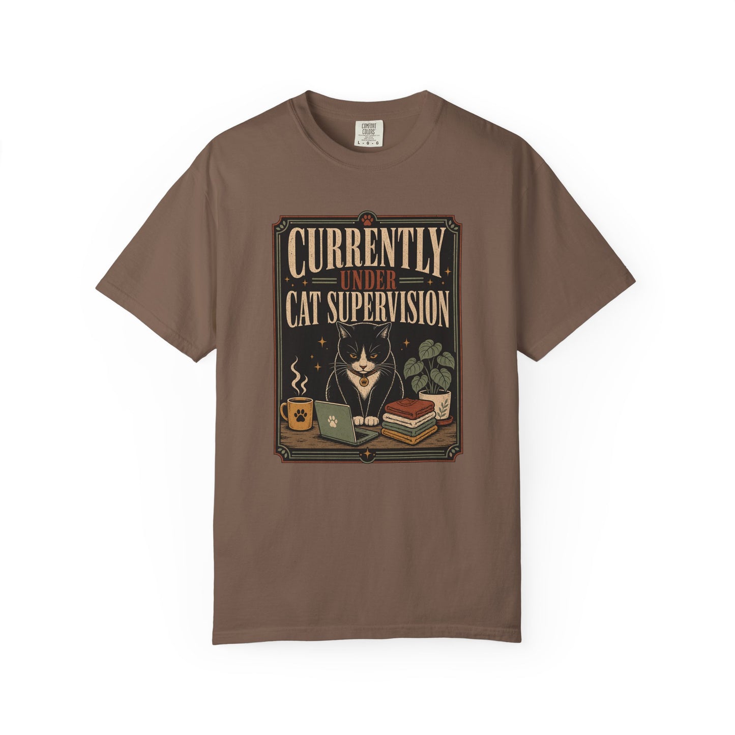 Cat Supervision T-Shirt — "Currently Under Cat Supervision" Vintage Cat Lover Tee