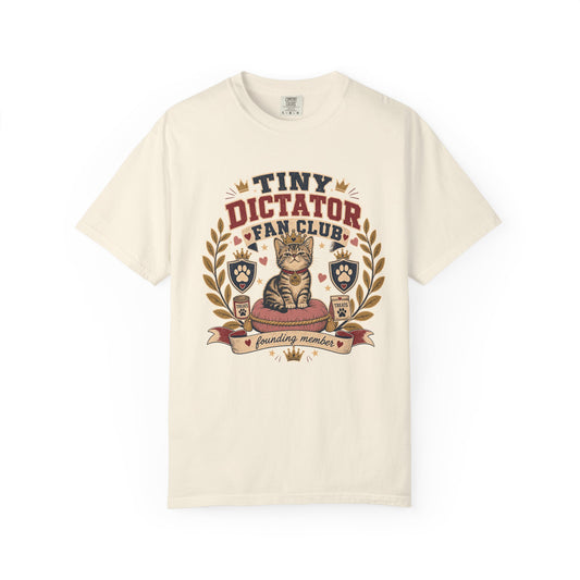 Tiny Dictator Fan Club T-Shirt — Cute Cat Political Humor Tee