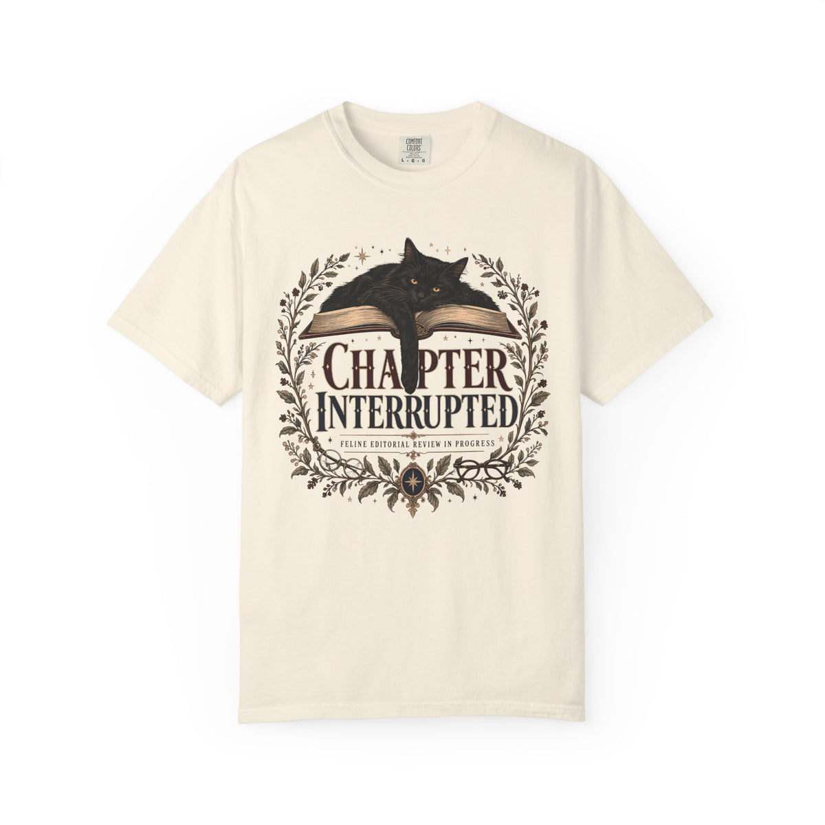 Chapter Interrupted T-Shirt — Cat on Book Graphic Tee