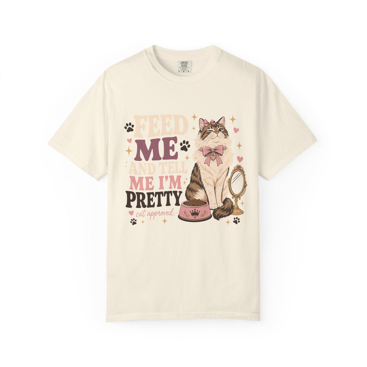 Cat Lover T-Shirt — "Feed Me and Tell Me I’m Pretty" Cute Kitty Graphic Tee