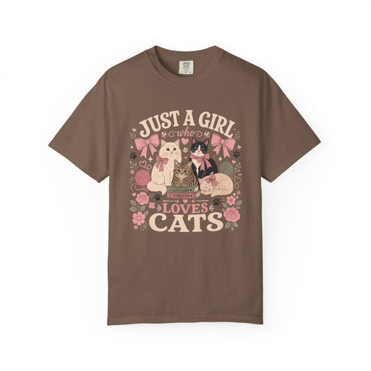 Cat Lover T-Shirt — "Just a Girl Who Loves Cats" Graphic Tee