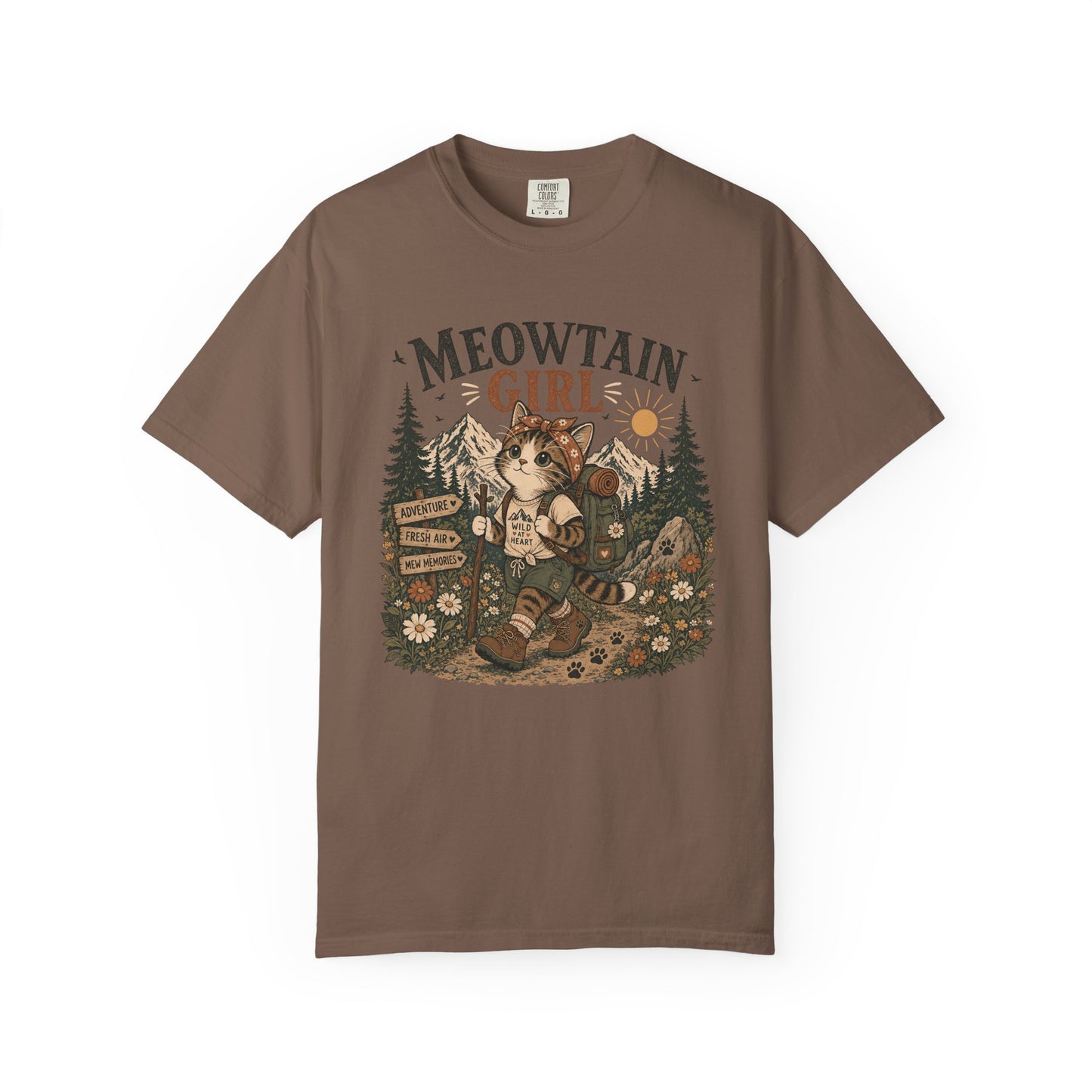 Meowtain Girl T-Shirt — Cute Cat Mountain Graphic Tee