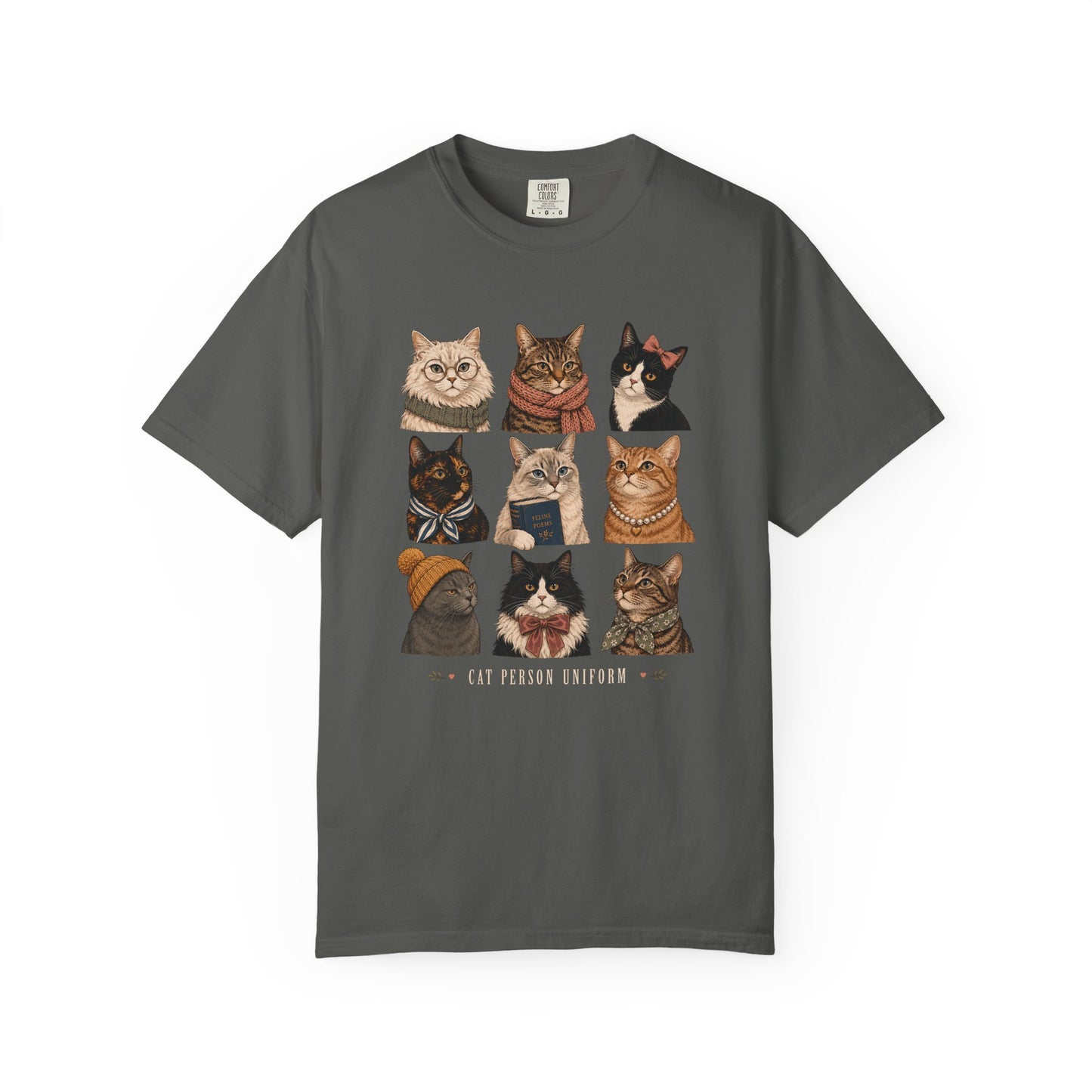 Vintage Cat Portraits T‑Shirt — Cute Kitten Grid Graphic Tee