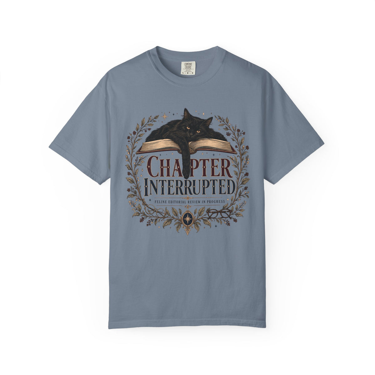 Chapter Interrupted T-Shirt — Cat on Book Graphic Tee