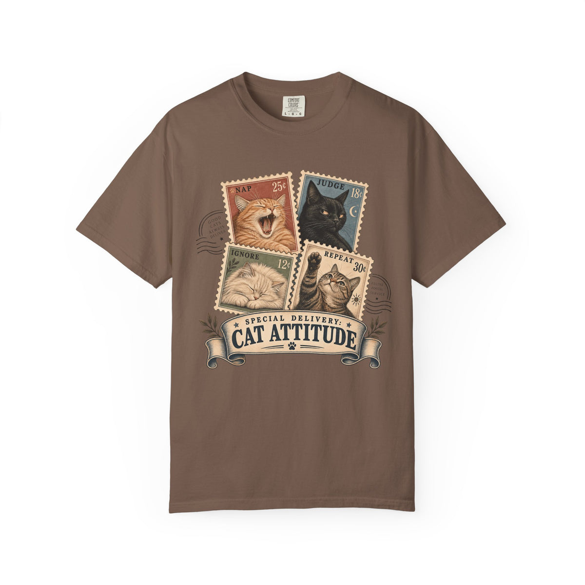 Cat Attitude Vintage Stamp Tee