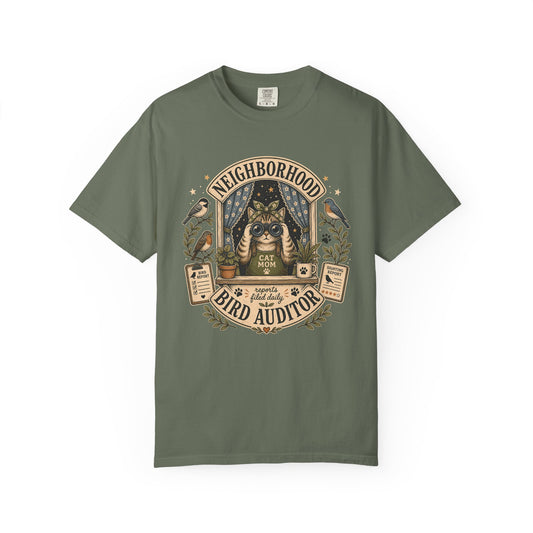 Neighborhood Bird Auditor T-Shirt — Cat Mom Birdwatcher Graphic Tee