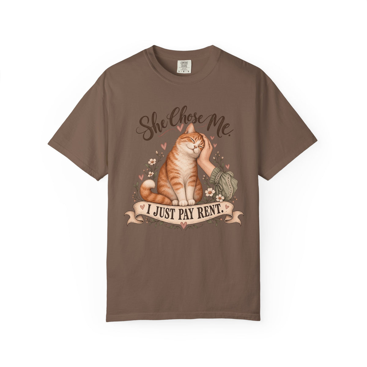 Cat Lover T-Shirt — "She Chose Me, I Just Pay Rent" Graphic Tee