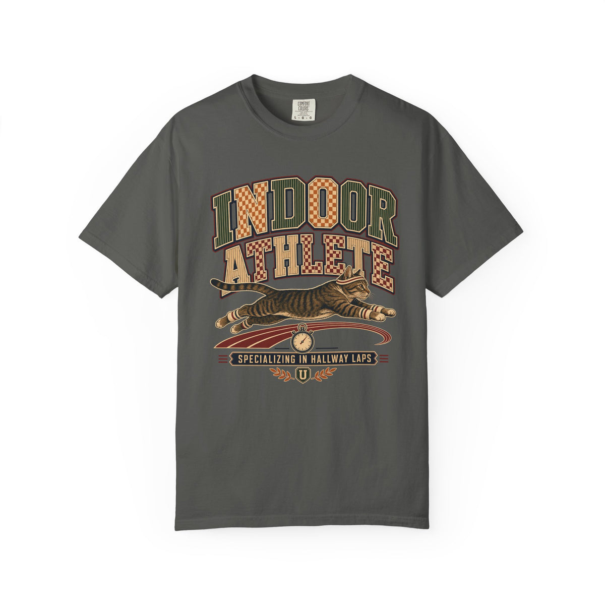 Indoor Athlete Cat T-Shirt — Retro Cat Graphic Tee