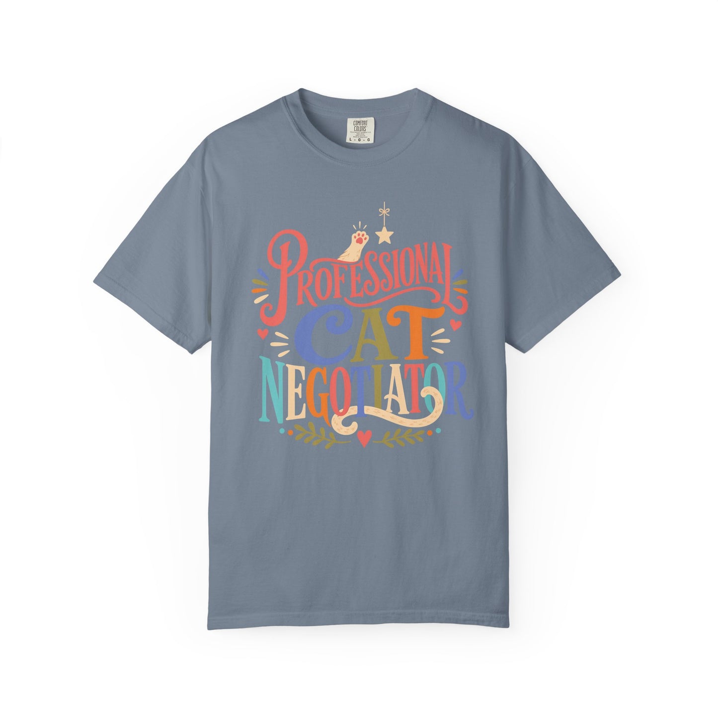 Professional Cat Negotiator T-Shirt — Funny Cat Lover Tee, Colorful Hand-Lettered Design