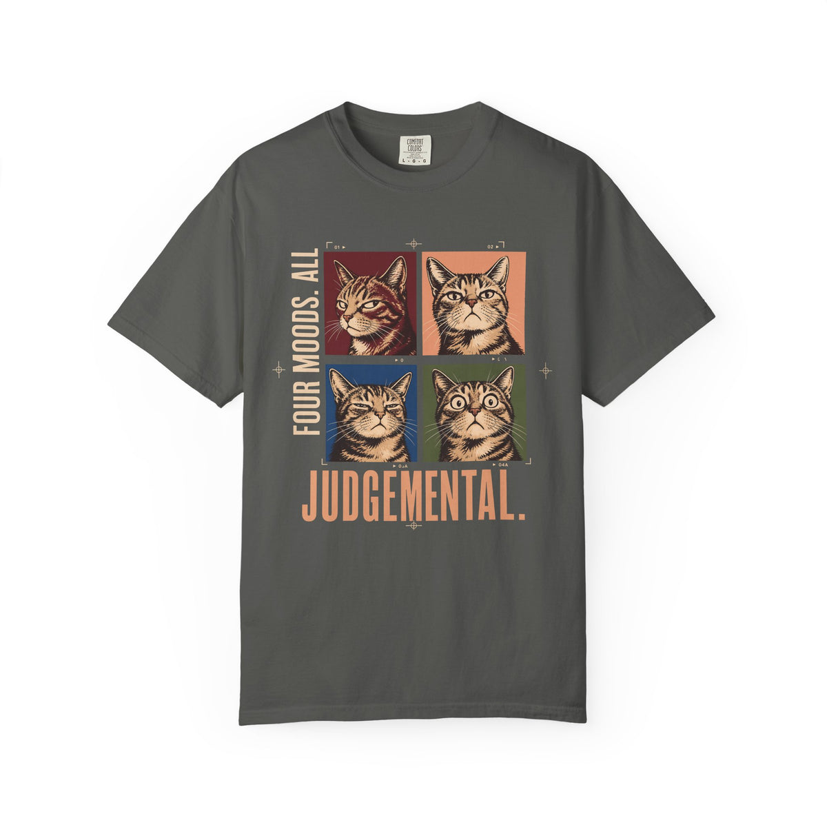 Judgemental Cats Graphic T-Shirt — "Four Moods" Vintage Cat Shirt