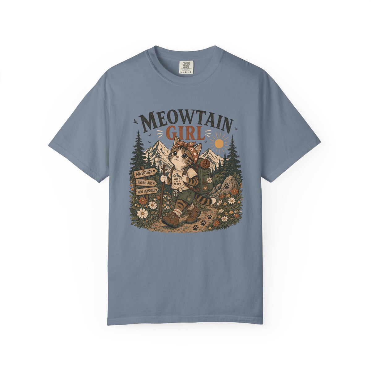 Meowtain Girl T-Shirt — Cute Cat Mountain Graphic Tee