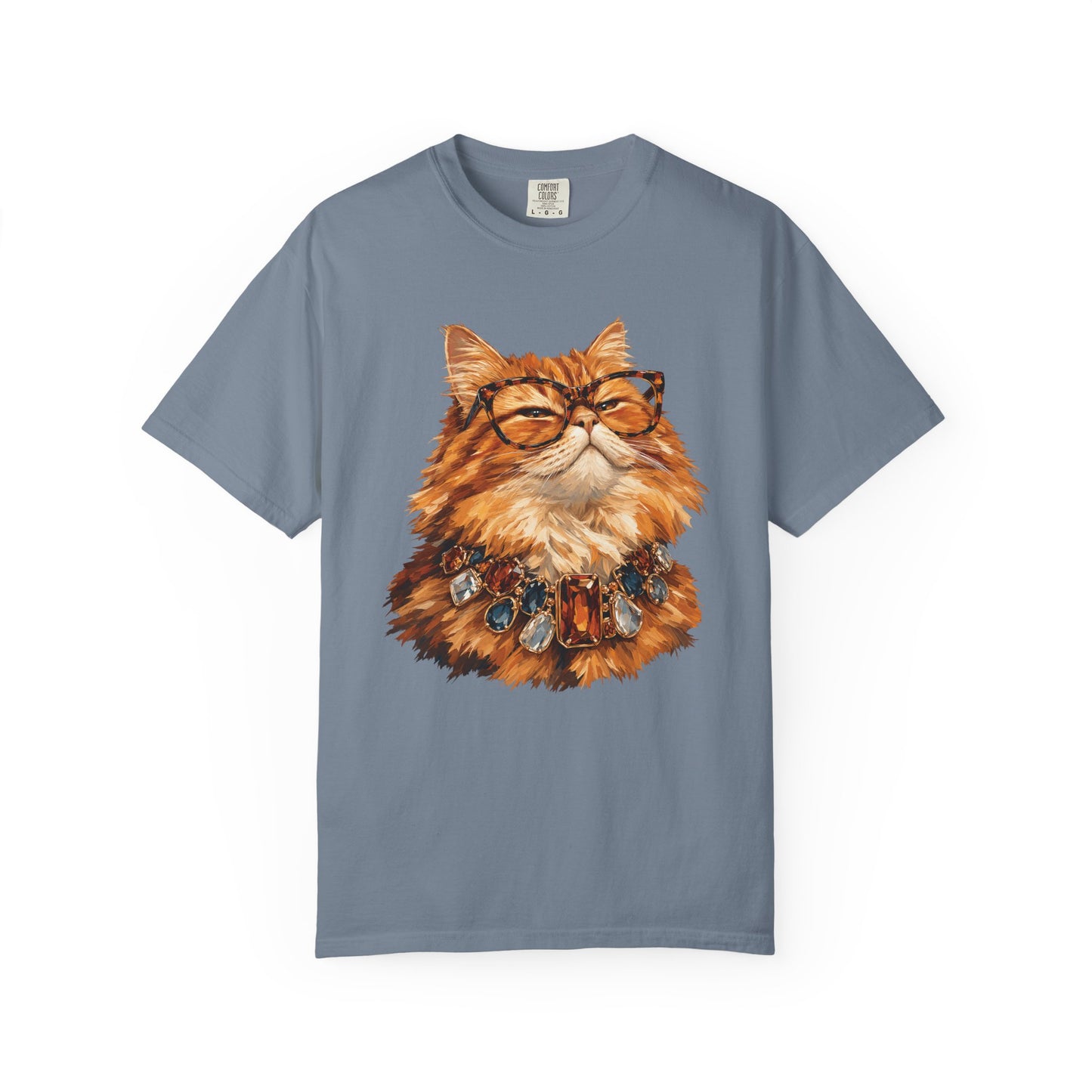 Cat with Glasses Graphic Tee — Vintage Scholarly Ginger Cat T-Shirt
