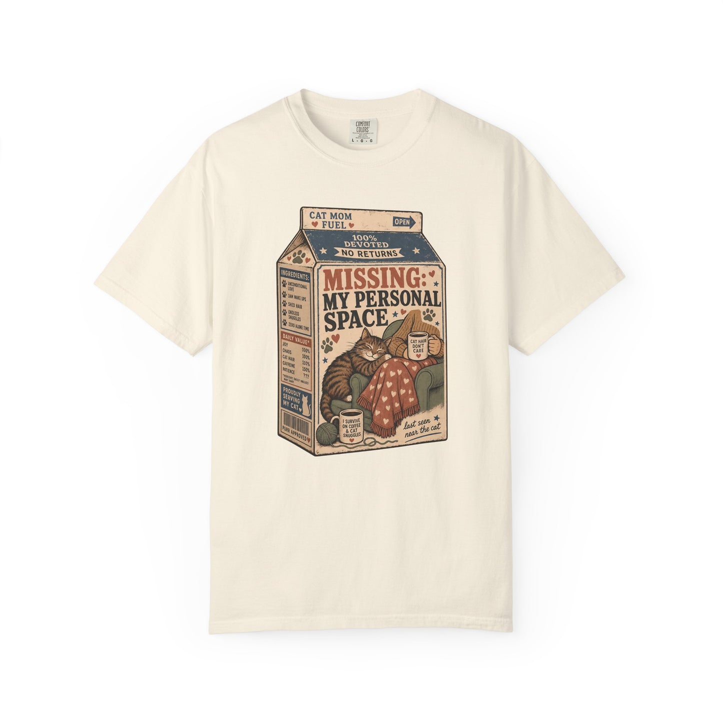 T-Shirt — "Missing: My Personal Space" Cat Milk Carton Graphic Tee