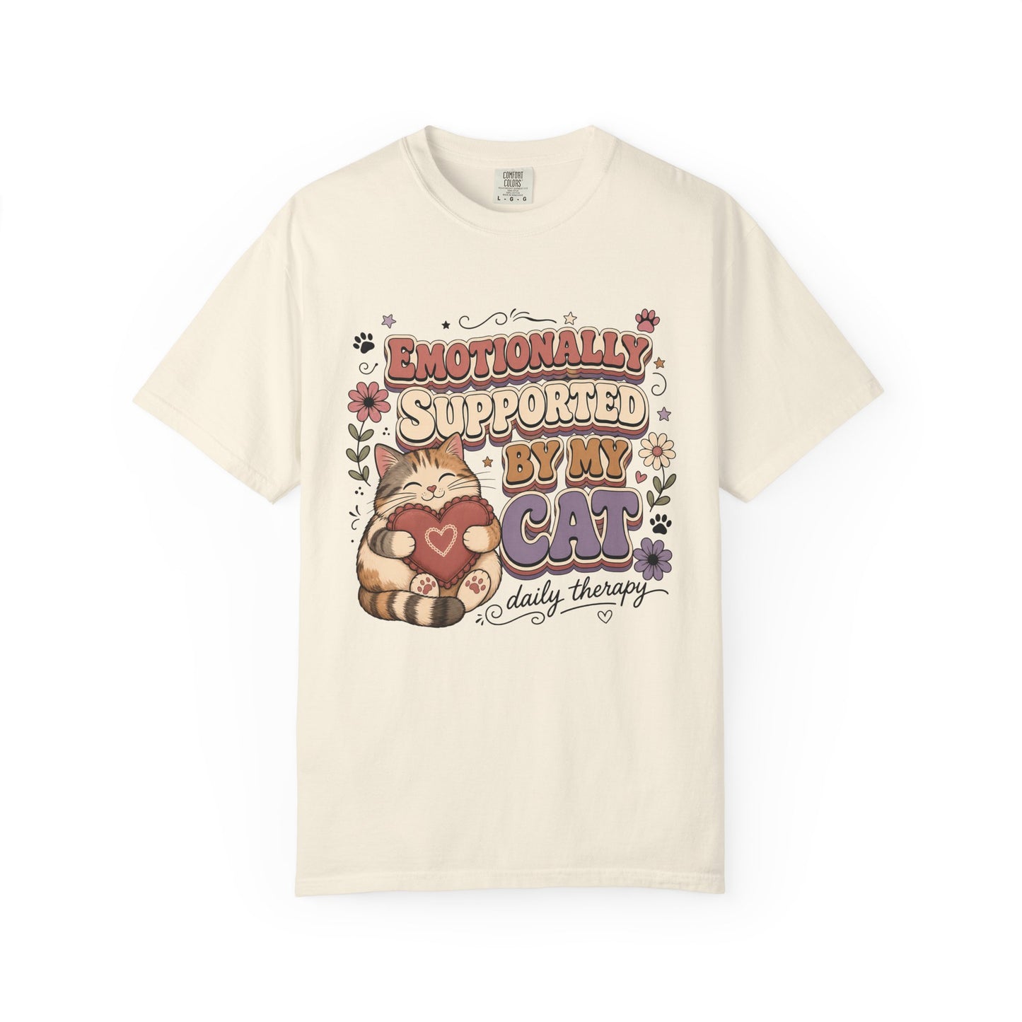 Emotionally Supported by My Cat T-Shirt — Cute Cat Daily Therapy Tee