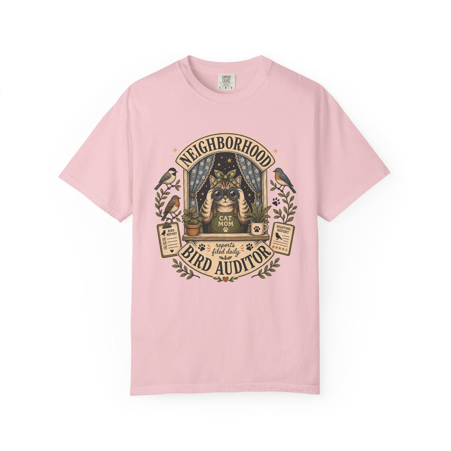 Neighborhood Bird Auditor T-Shirt — Cat Mom Birdwatcher Graphic Tee