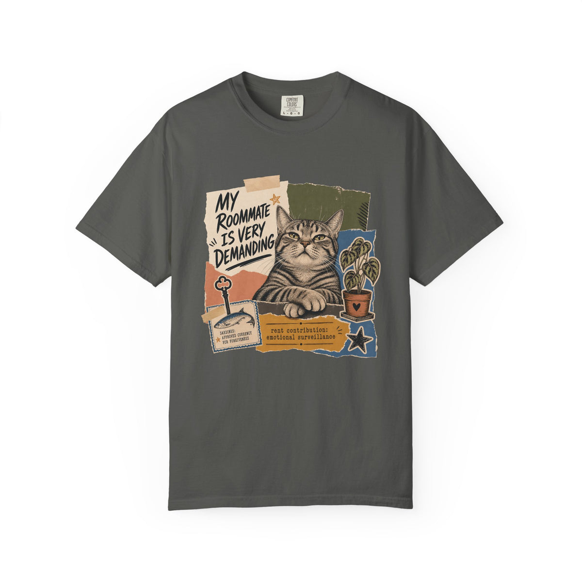 Cat Roommate T-Shirt — "My Roommate Is Very Demanding" Vintage Graphic Tee