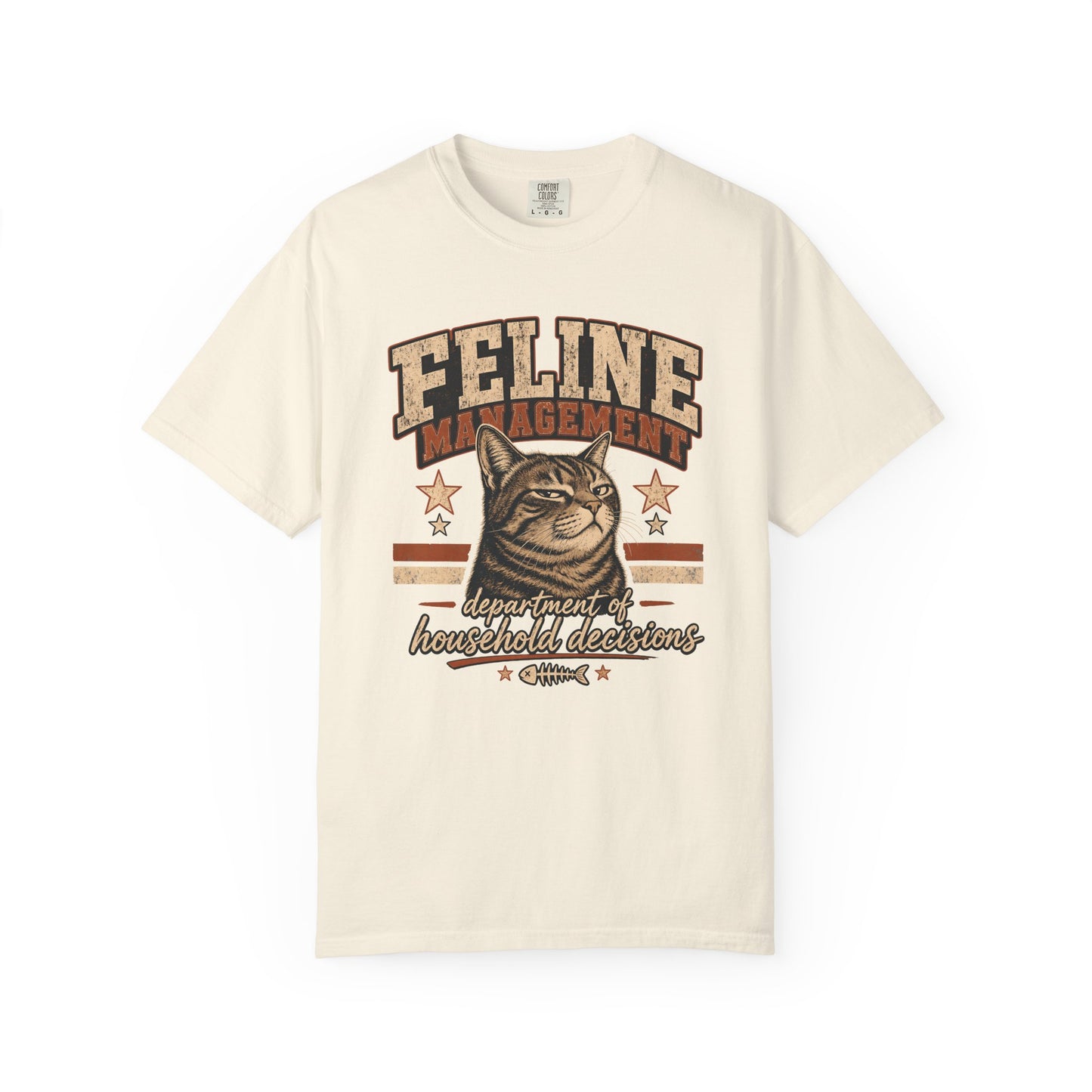 Feline Management Vintage Cat T-Shirt — "Department of Household Decisions" Graphic Tee