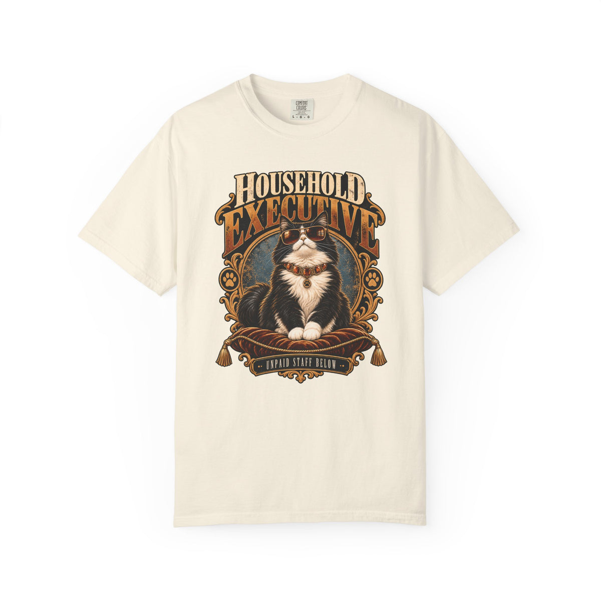 Household Executive Cat T-Shirt — Vintage Pet Portrait Tee