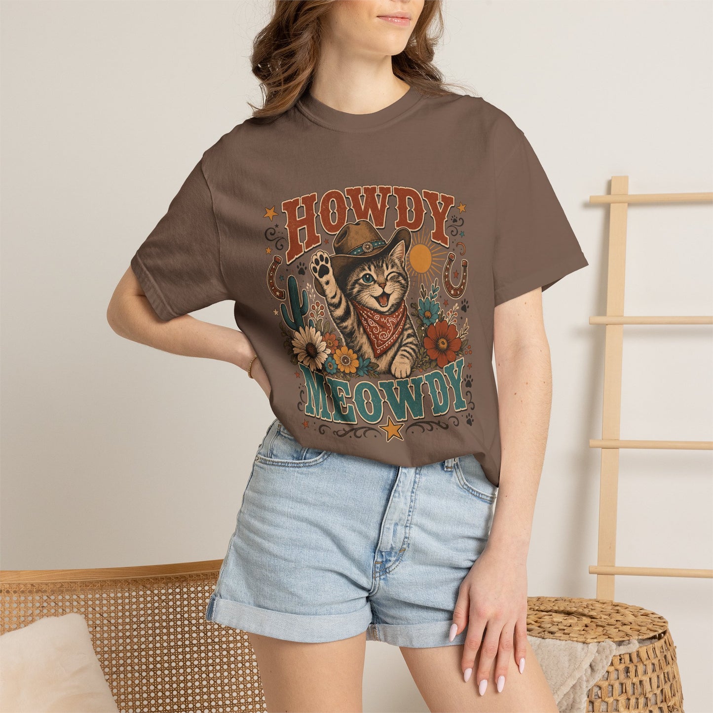 Howdy Meowdy Cowboy Cat T-Shirt — Western Cat Graphic Tee