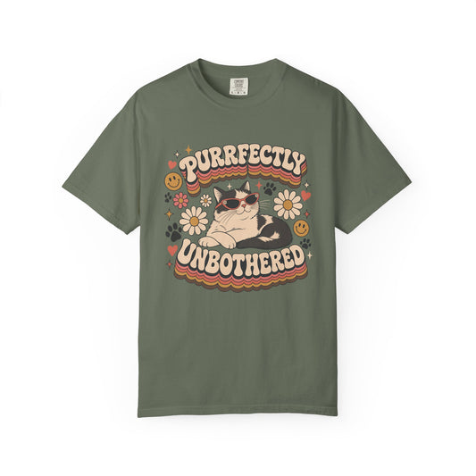 "Purrfectly Unbothered" Retro Cat Graphic Tee