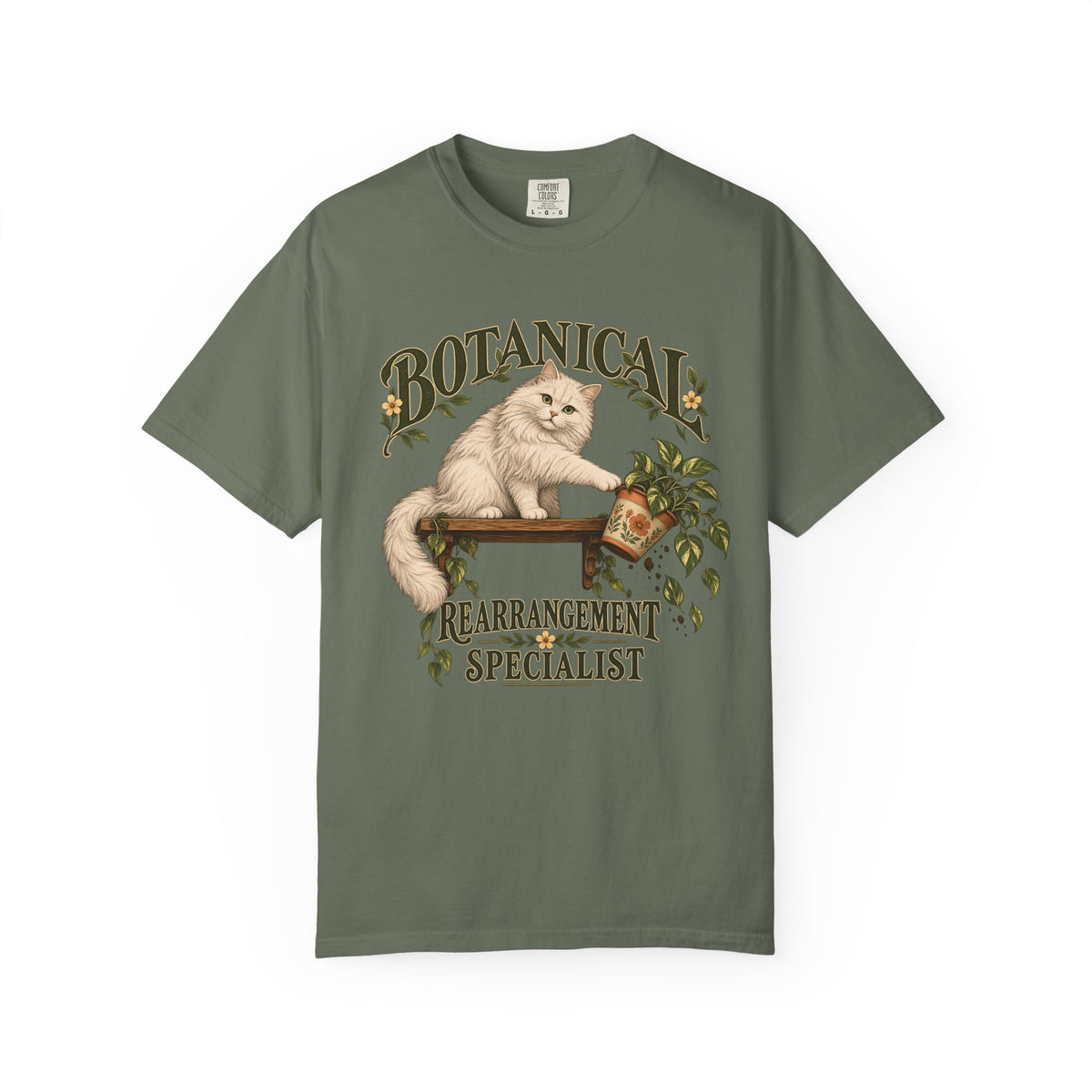 Botanical Rearrangement Specialist T-Shirt — Cat Plant Lover Tee