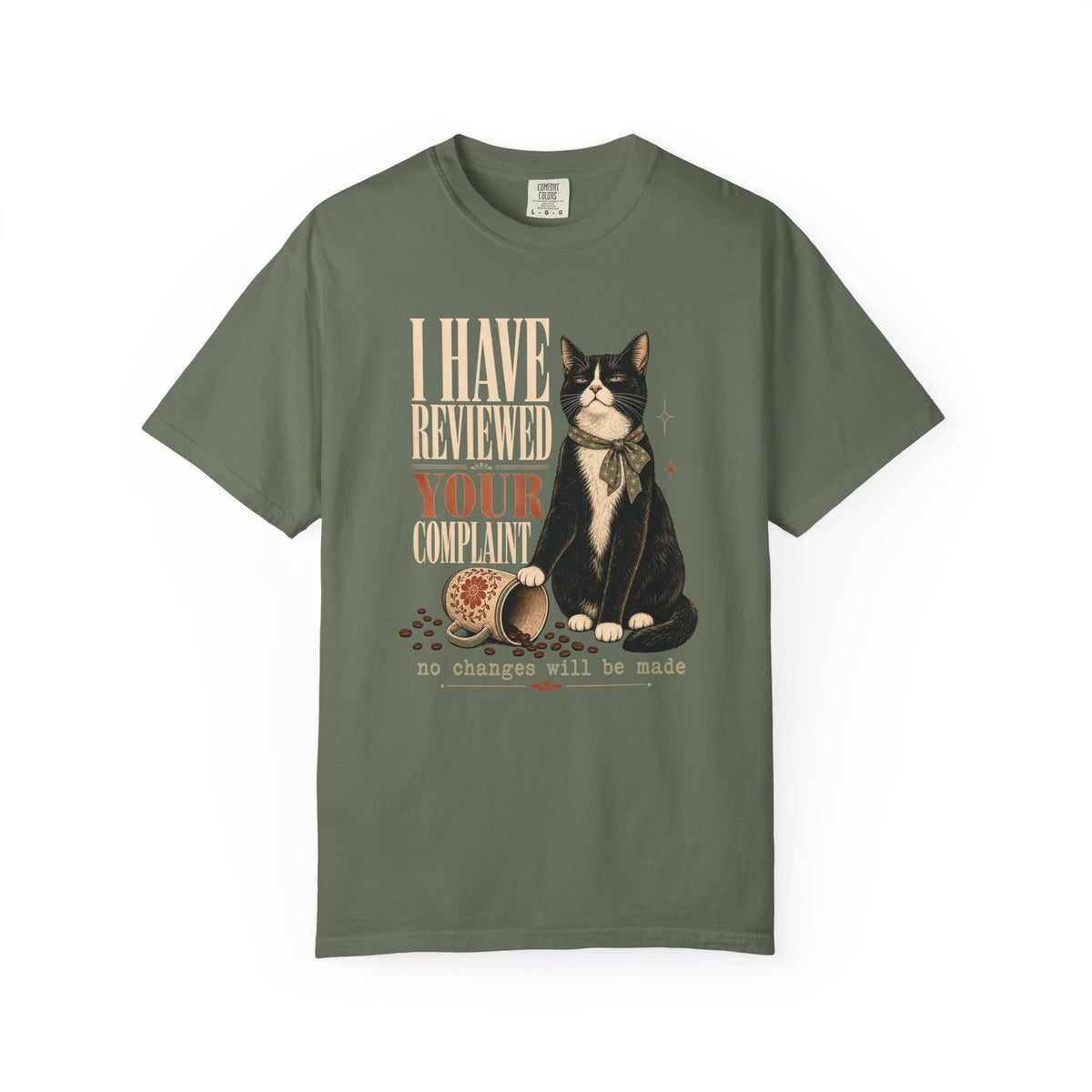 Cat T-Shirt — “I Have Reviewed Your Request” Graphic Tee