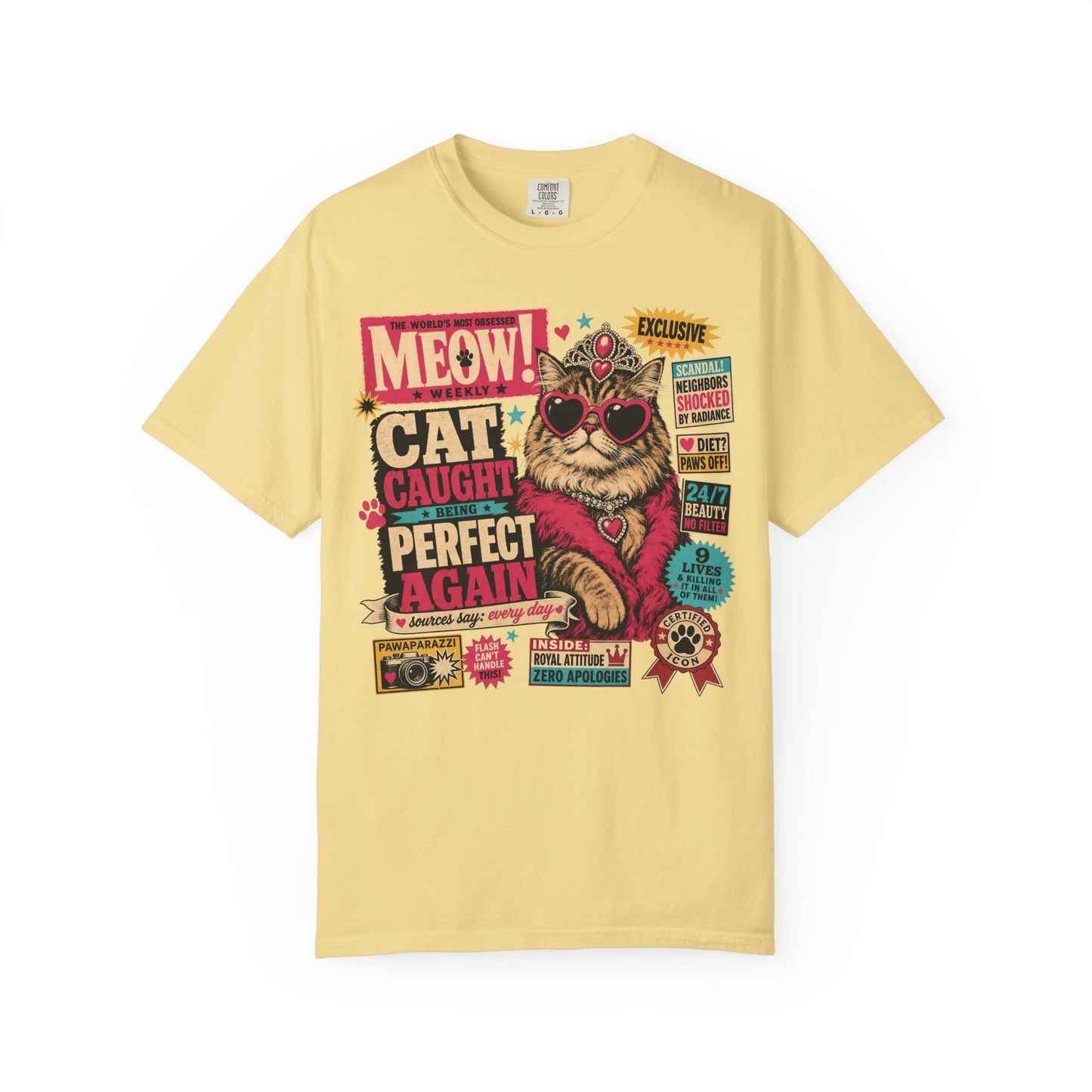 Cat Caught Perfect Again T-Shirt — Retro Pop Cat Graphic Tee