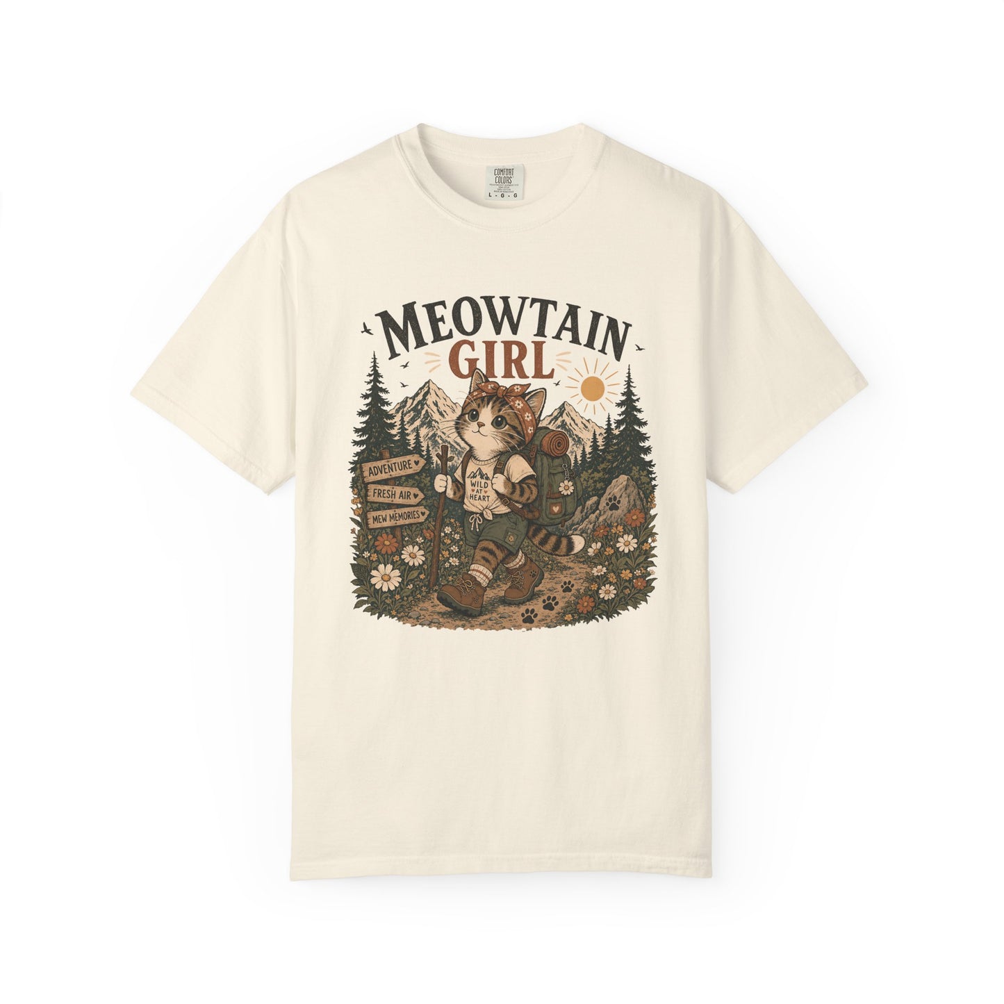 Meowtain Girl T-Shirt — Cute Cat Mountain Graphic Tee