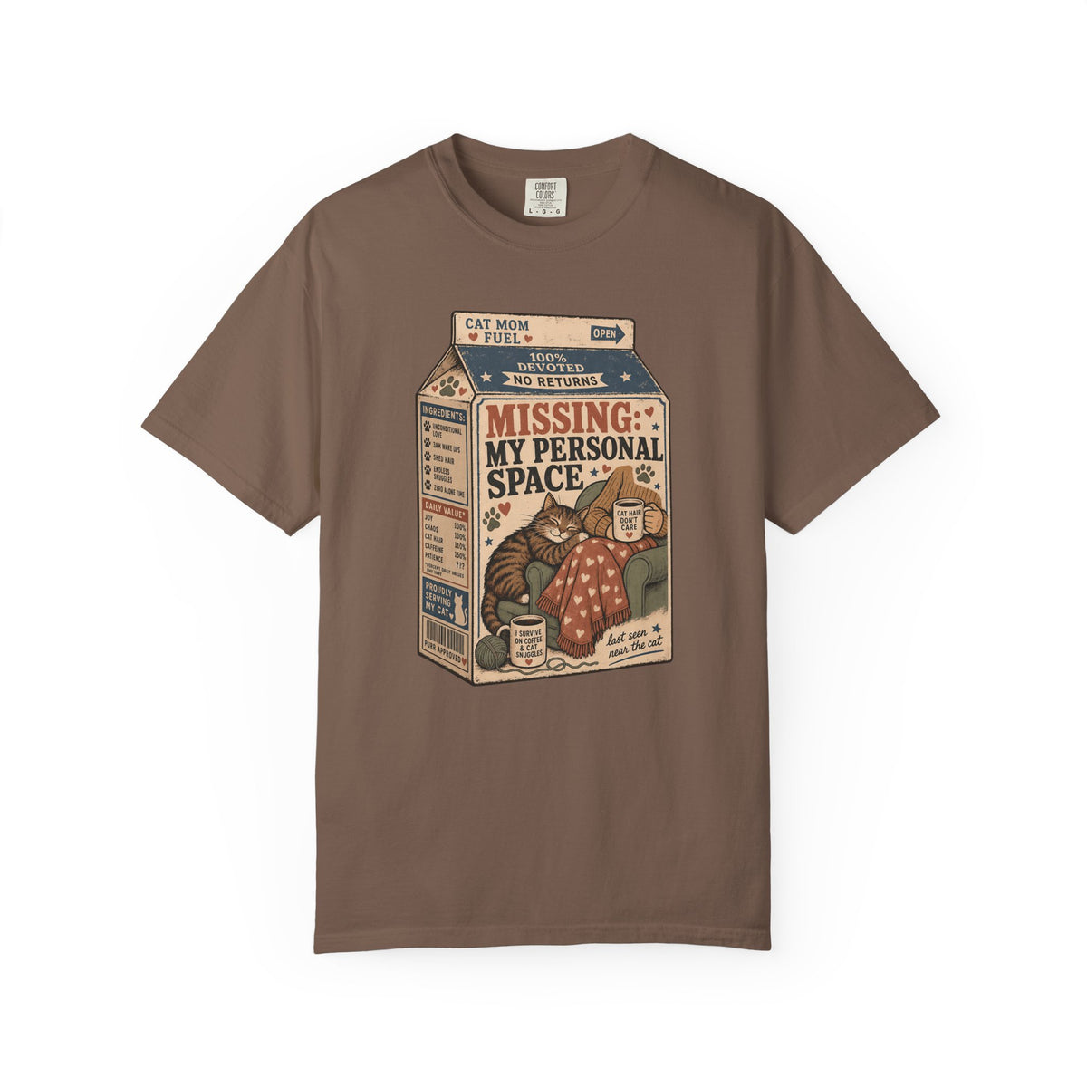 T-Shirt — "Missing: My Personal Space" Cat Milk Carton Graphic Tee